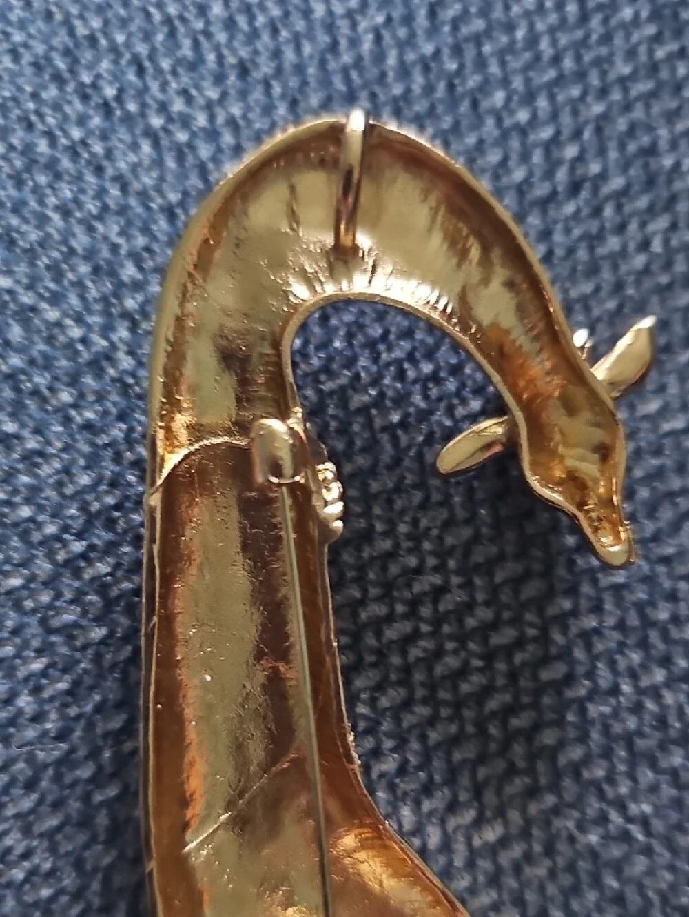 Vintage Gold-Tone Giraffe Brooch Brown Enamel Spots Jewelry Women